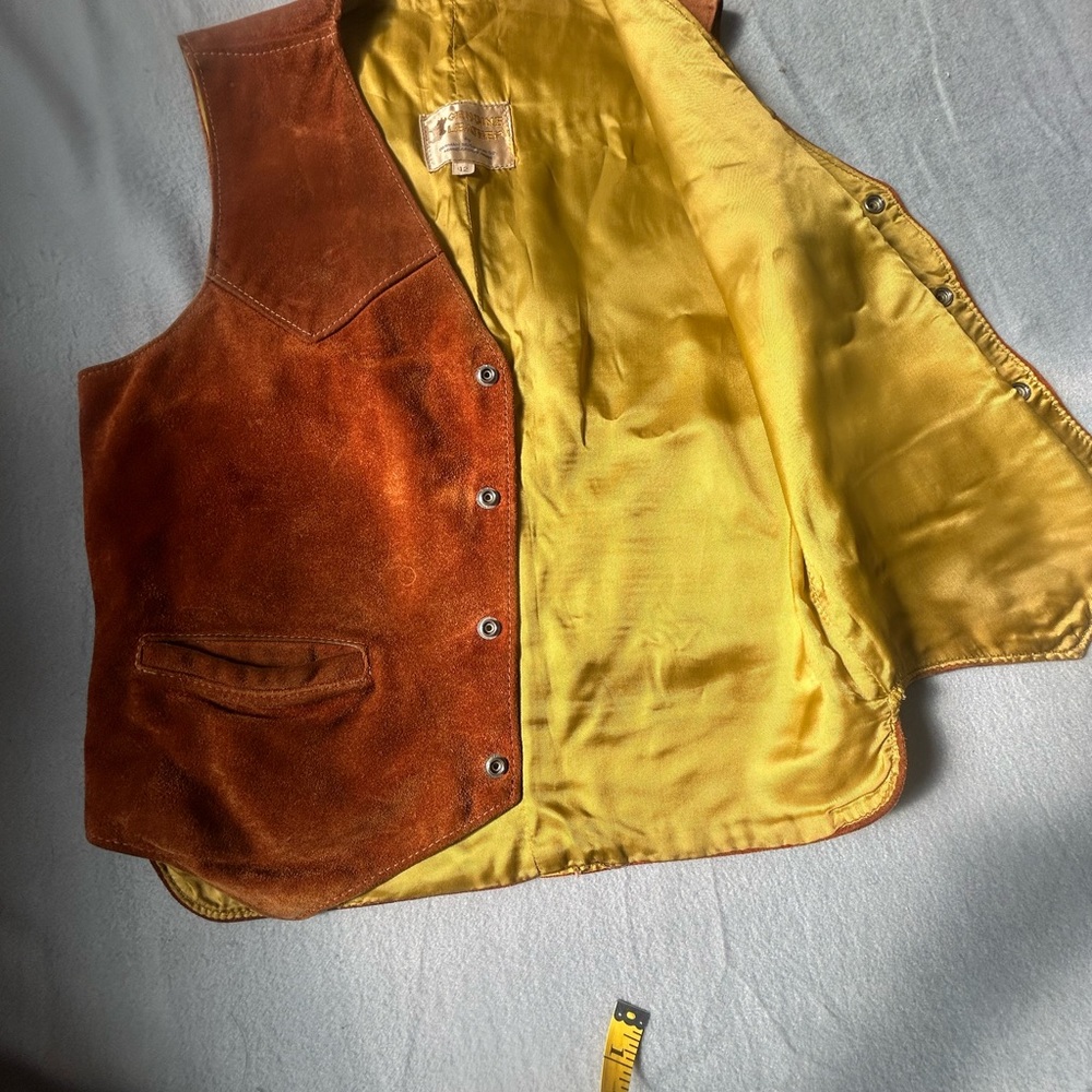 Berman Buckskin Co- Brown Suede Vest with Gold Lining